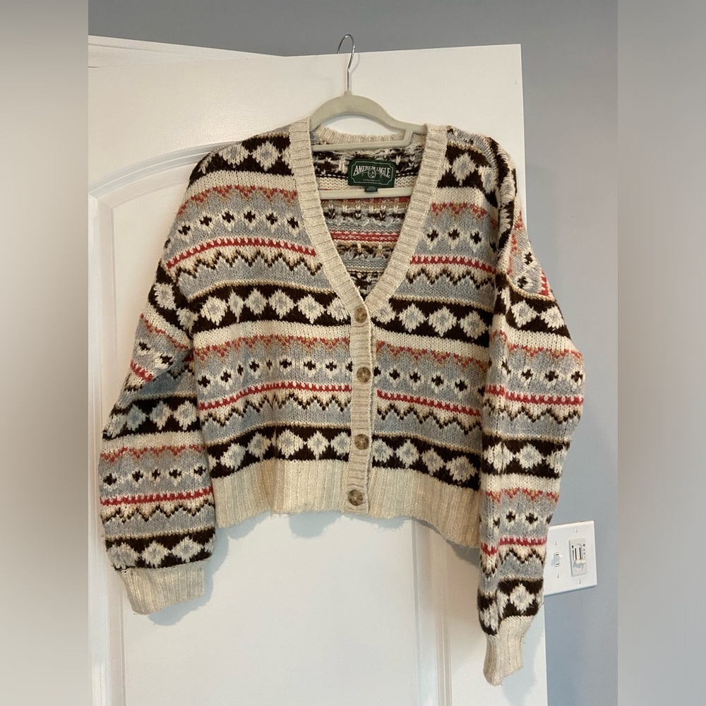Women's American Eagle Button Up Festive Cardigan size Small
